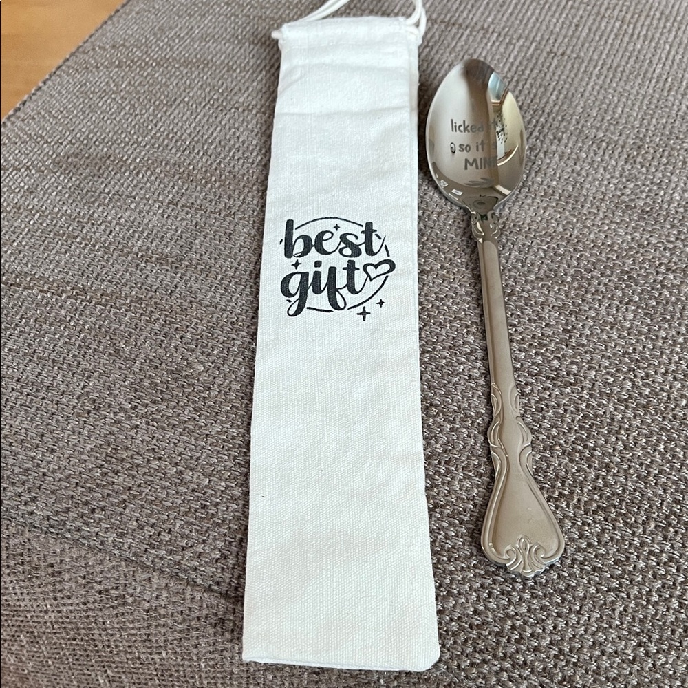 Novelty “I licked it so it’s mine” spoon with gift pouch